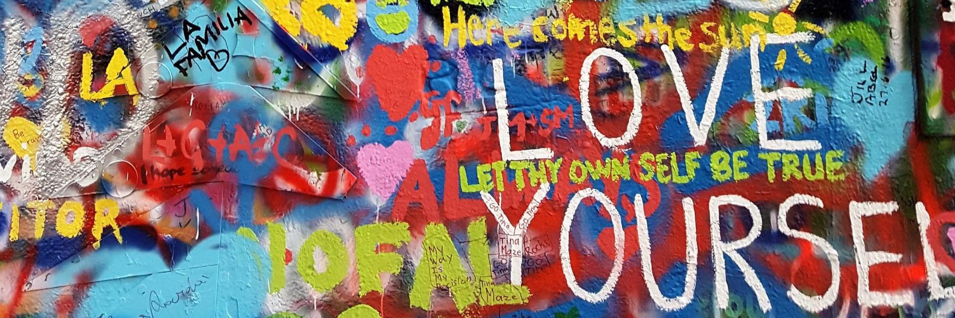 Graffiti, words, colors, love yourself